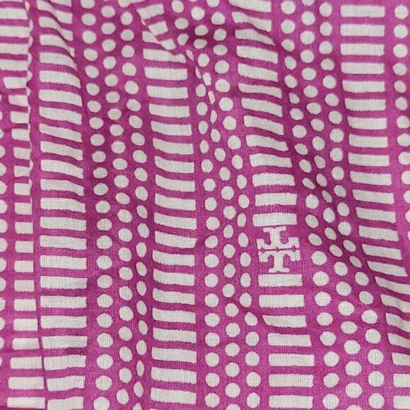 Tory Burch Ruth Wild Orchard Blouse Short Sleeve Top Pink Fuchsia 10 - Picture 12 of 14